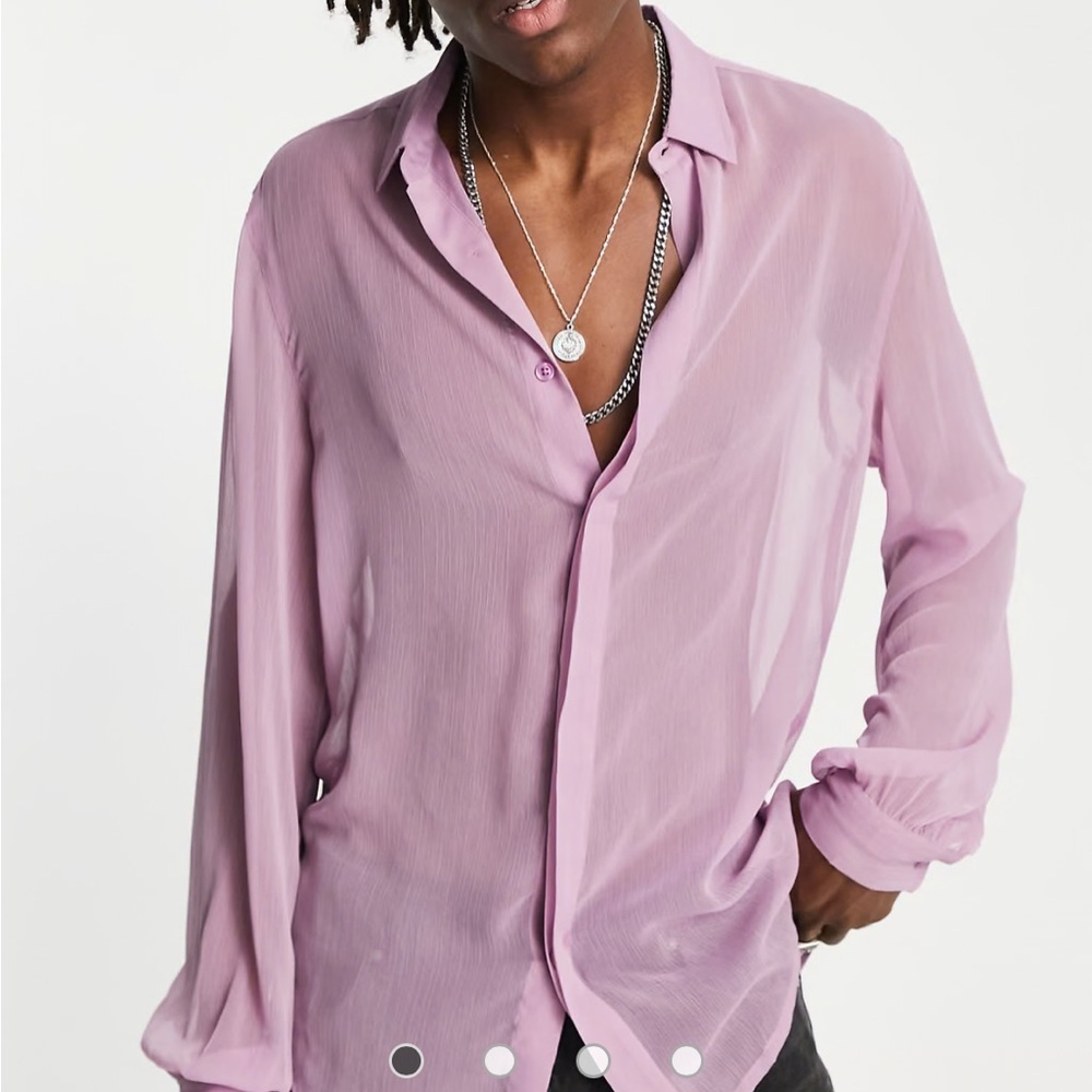 Sheer Pink Button-Up Shirt